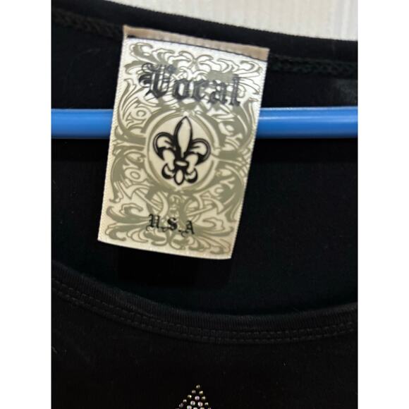 Vocal Star Studded Black Top Size Large - Picture 3 of 4